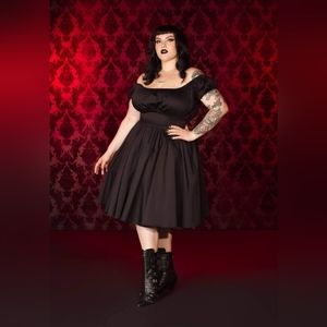 Pinup Couture Black Peasant Swing Dress XL